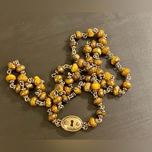 Fossil Gold and Brown Beaded Necklace